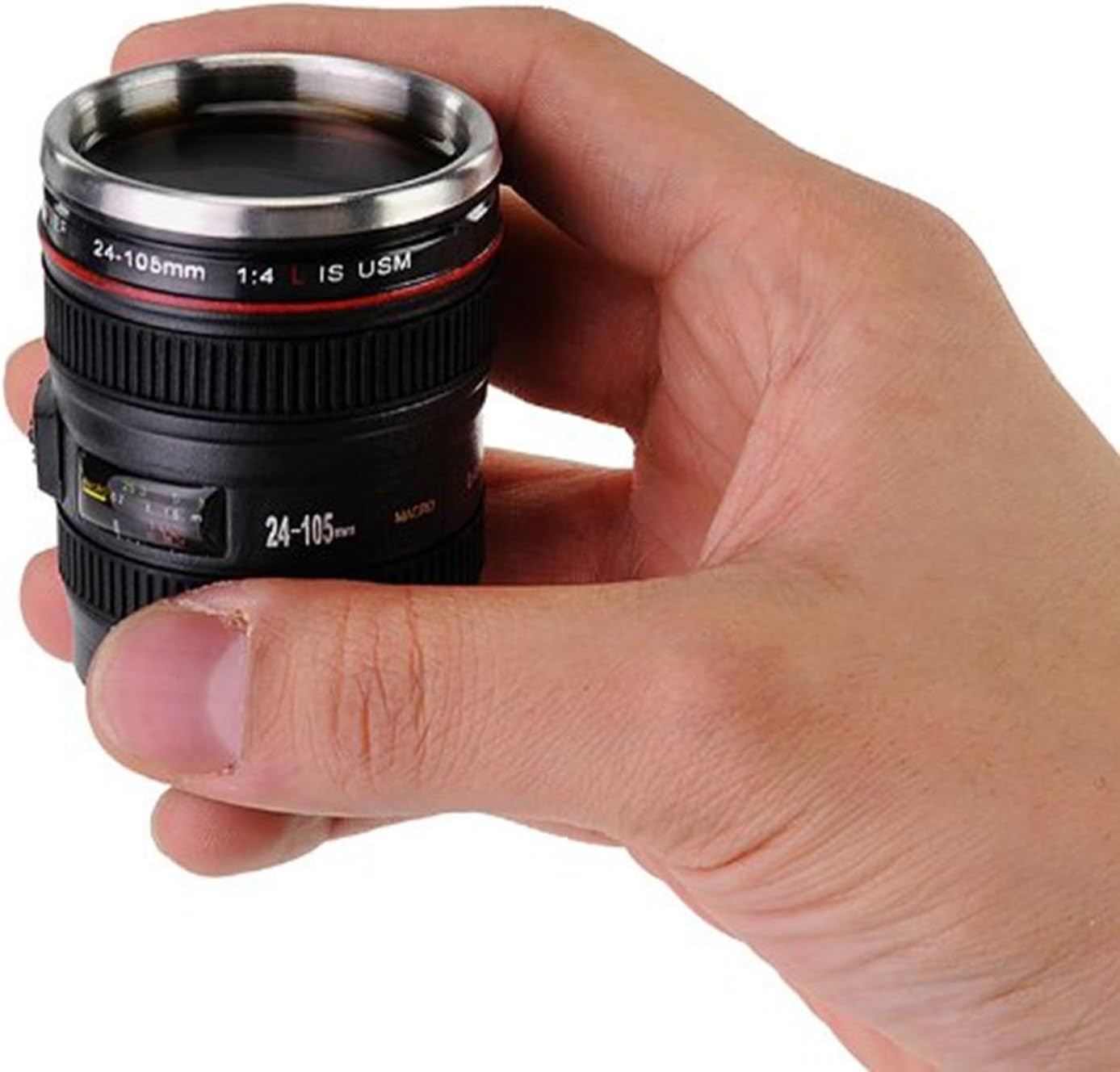 Kangkang@ Mini Camera Lens Cup 24-105mm Coffee Tea Travel Mug Stainless Steel Thermos with Portable Key Chain Keyring caneca Copos