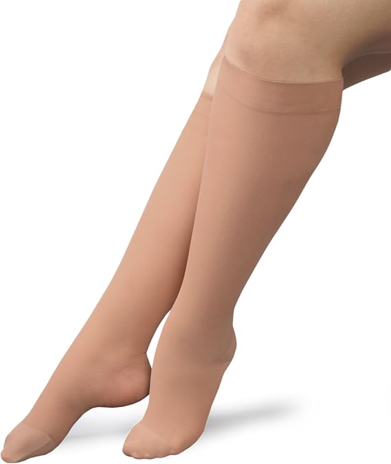 THERAFIRM Full Calf Knee High Stockings - 20-30mmHg Moderate Compression Support Nylons