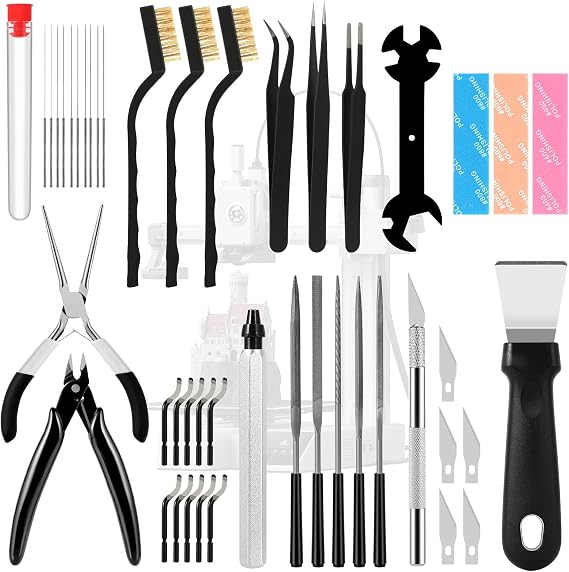 3D Printer Tools Kit Essential,for All FDM/SLA model,3D Printer Accessories Printing Tool, Model Process, Finishing, Cleaning, Maintenance, Includes Deburring Tool, Wire Cutter, Nozzle Cleaning Needle