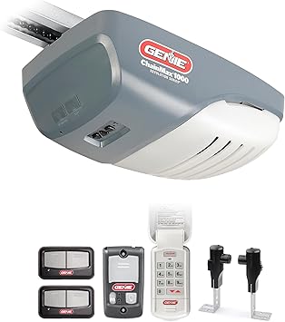 Genie ChainMax 1000 Garage Door Opener - Durable Chain Drive - Includes two 3-Button Pre-Programmed Remotes,Wall Console, Wireless Keypad, Safe-T-Beams - Model 3022-TKH, 140V DC Motor,Gray