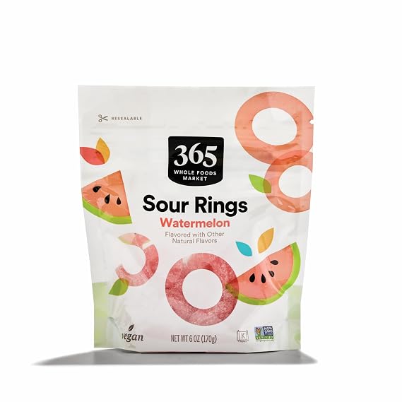 365 by Whole Foods Market, Sour Gummy Watermelon Rings, 6 Ounce