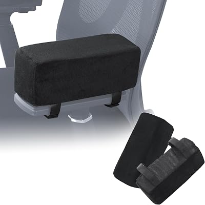 MABOZOO 3-Inch Office Chair Armrest Pads, Ergonomic Arm Pads with Adjustable Straps, Black Velvet & Sponge, Minimalist Style