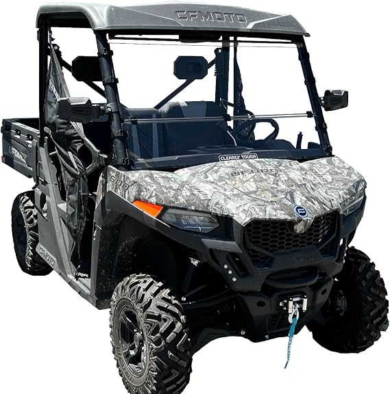 Clearly Tough CFMOTO UForce 600 / 800 XL Windshield | Full Folding Lexan MR10 | Scratch Resistant | The Ultimate in Side by Side Versatility! Premium Lexan MR10 w/Hard Coat | Made in America!