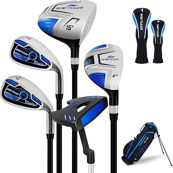 Kids Golf Clubs Set for Boys & Girls Ages 3-12, Junior Golf Set with Stand Bag, Driver, Hybrid, Irons & Putter, Youth Golf Club Set Right Handed