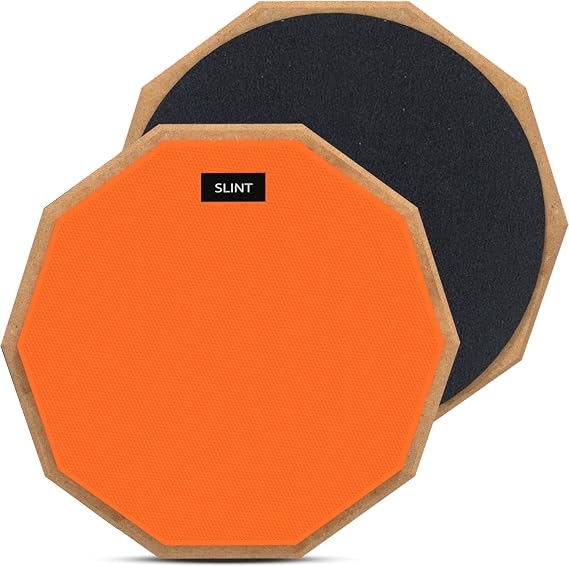 12 Double-Sided Practice Pad 2-Surface Drumming Trainer for Snare Practice, Quiet Home Use, Kids & Beginners