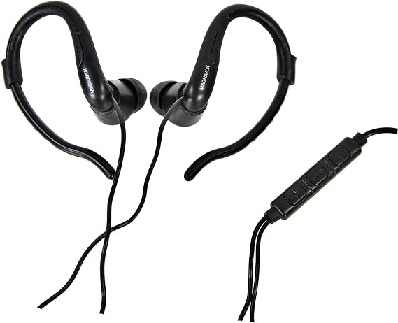 Magnavox MHP4855-BK Earhook Earbuds with Microphone in Black | Earbuds Earhook with Microphone | Extra Value Comfort Stereo Earbuds | Durable Oxygen-Free Copper Cable (OFC) |