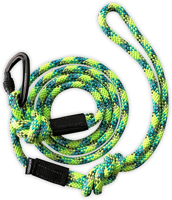 Wilderdog Small Carabiner Climbing Rope Dog Leash for Small & Medium Dogs - 5ft - Lime - 1Ct