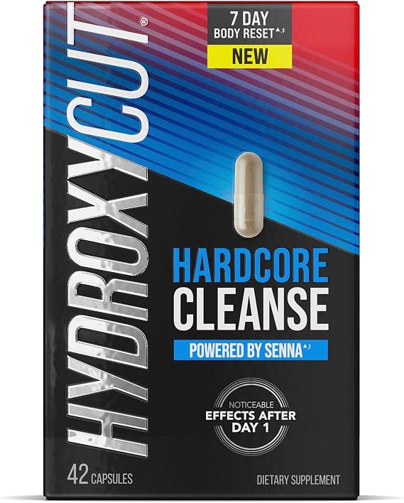 Hydroxycut Hardcore Cleanse - 42 Capsules - 7-Day Body Reset for Men & Women - Includes Senna Leaf Extract & Apple Cider Vinegar - 14 Servings