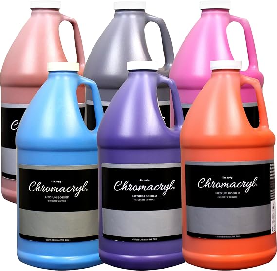 Paint Acrylic Students Chromacryl Asst Secondary Colors 1/2 Gal Set Of 6