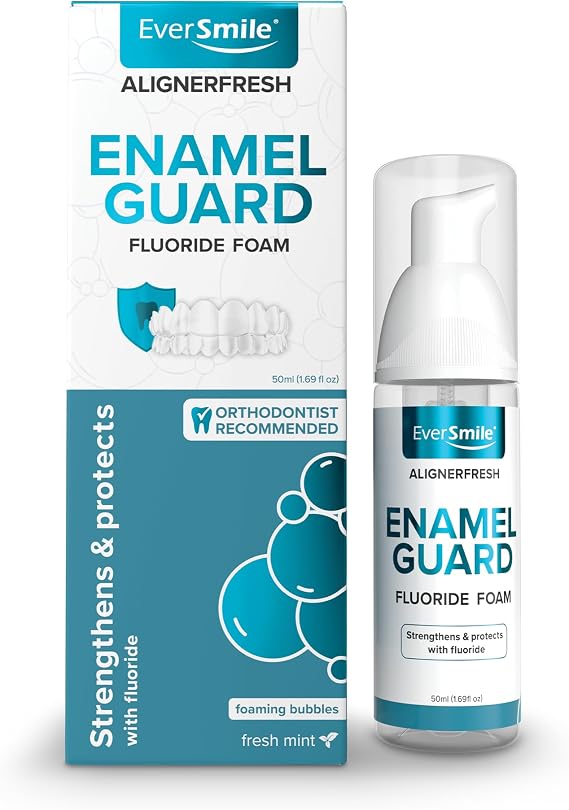 EverSmile AlignerFresh Enamel Guard Fluoride Foam Aligner & Retainer Cleaner/Whitener with Enamel Protection Strengthens, Protects & Whitens Teeth, Eliminates Bacteria Fresh Mint, 1 Pack (50ml)