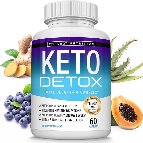 Toplux Keto Detox Pills Advanced Cleansing Extract 1532 Mg Natural Acai Colon Cleanser Formula, Flush Toxins & Excess Waste, for Men Women, 60 Capsules, Supplement