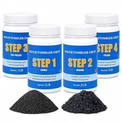 Rock Tumbler Grit Kit [6 Pounds], Polish Up to [40 lbs.] of Rocks, 4 Steps Polish Refill Media Kit, Compatible with All Rock Tumbler, Essential Kit for Polishing