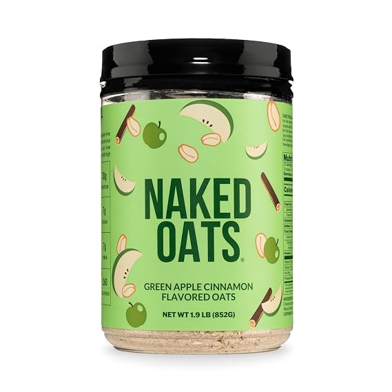 Naked Oats - Apple Cinnamon Overnight Oats, 20g Whey Protein, Gluten-Free Oatmeal Instant Breakfast or Shake, High Protein Oatmeal, High Fiber Breakfast Shake, Non GMO, No Soy - 12 Servings