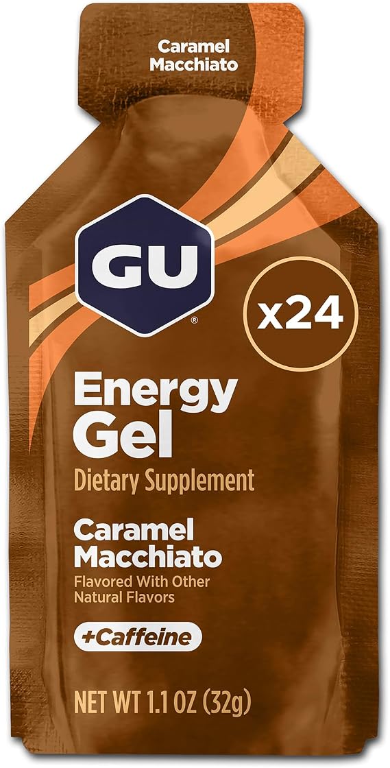 GU Energy Original Sports Nutrition Energy Gel, Caramel Macchiato, 24 Count Box