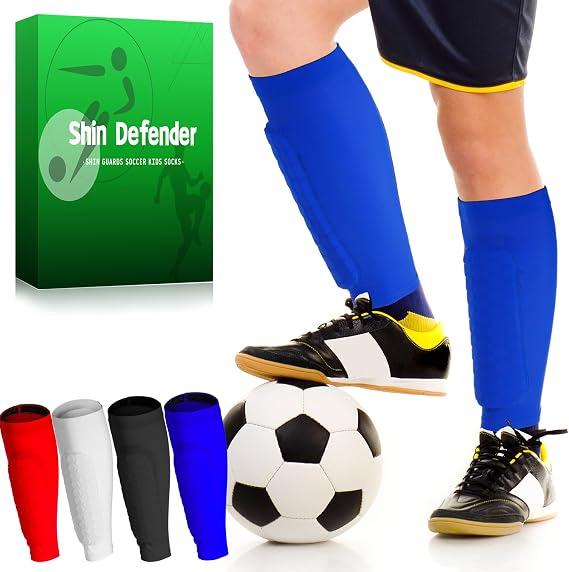 Shin Defender Kids Soccer Shin Guards for Ages 46, Lightweight Youth Football Shin Pads with Comfortable Fit, Protective Leg Guards for Toddlers & Young Players