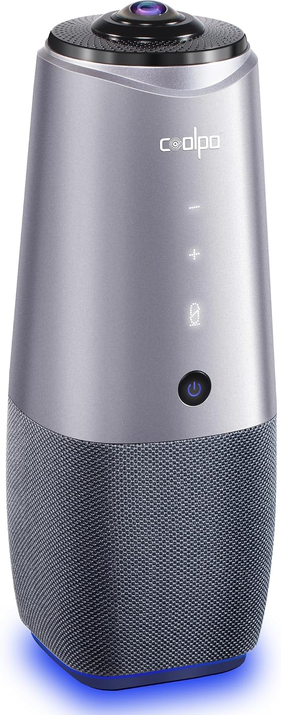 COOLPO Camera 360, Smart Video Conference Room Camera and Microphone, Pana | AI Driven Speaker Tracking, Noise Cancellation, Works with Zoom, Google Meet, Meeting, Plug Play Setup