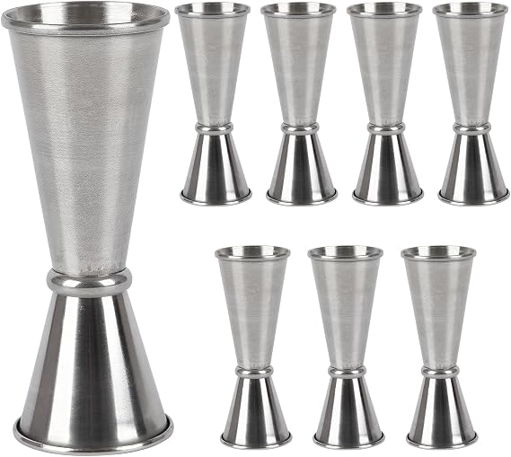 8 Pcs Double Japanese Cocktail Jiggers, 1 oz/2 oz Measuring Cups