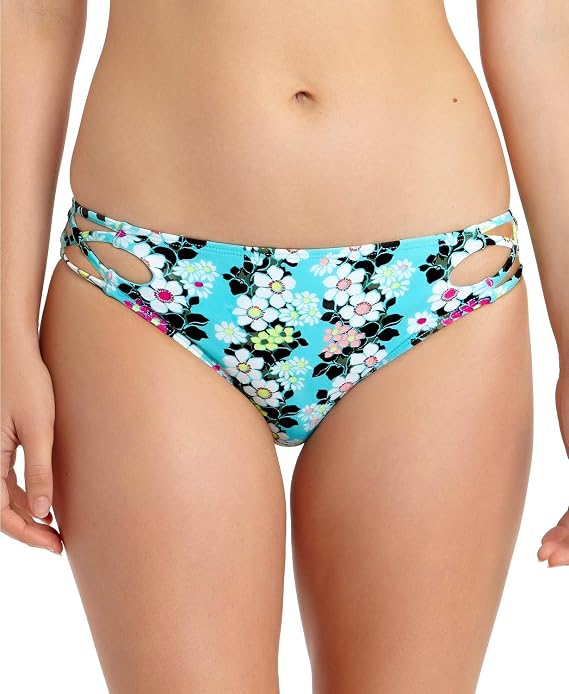 California Waves Womens Floral Strappy Swim Bottom Separates Blue XS