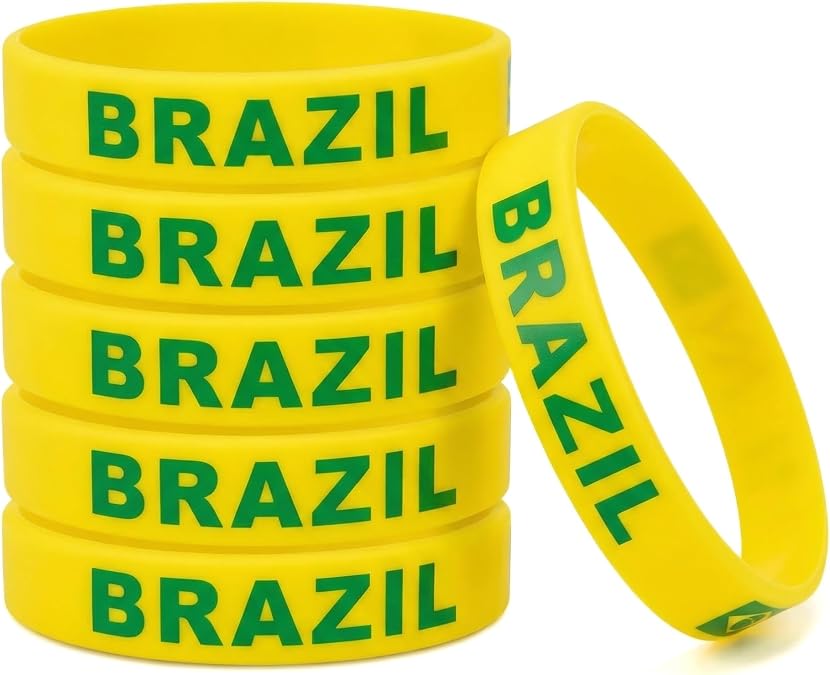 6-Pack Football Nations Flag Silicone Wristbands Set - Premium Rubber Bracelets for International Soccer Matches, Sports Fans Gear, Patriotic Spirit Accessories for Game Day & Parades - Soft & Durable