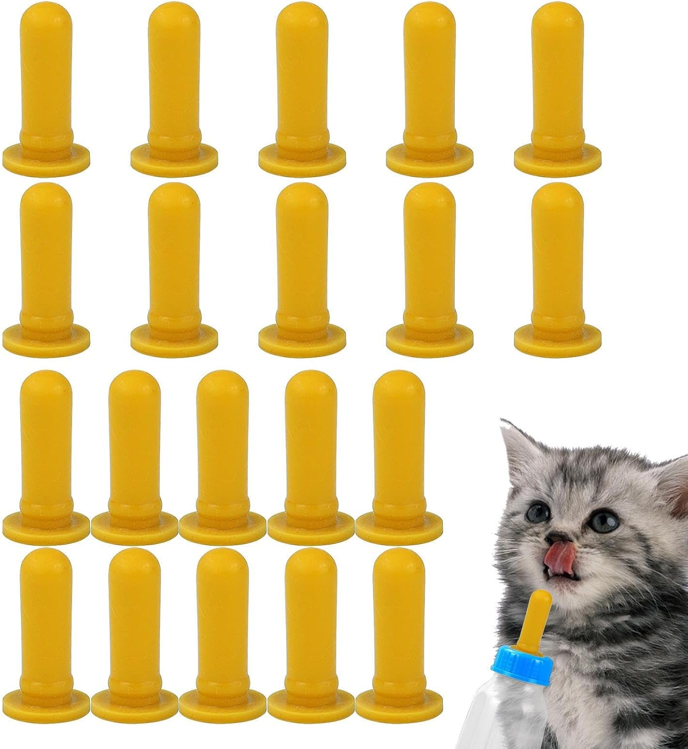 Kitten Feeding Nipples | 20 Pcs Plastic Bottle Pacifier Reusable Pet Silicone Bottle Pacifier Puppy Cat Drinking Pacifier Newborn Puppy Bottle Pet Nursing Nipple Feeding Kit for Kittens and Puppies