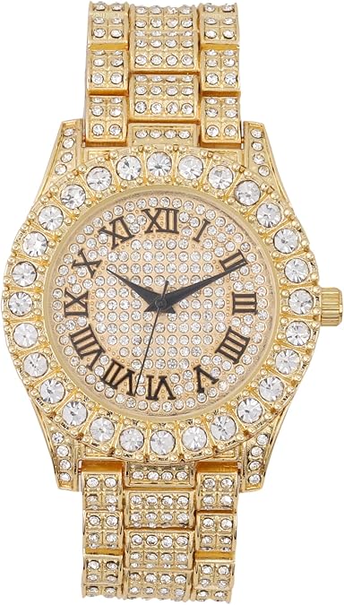 Charles Raymond Women's Big Rocks Bezel Colored Dial with Roman Numerals Fully Iced Out Watch - ST10327LA