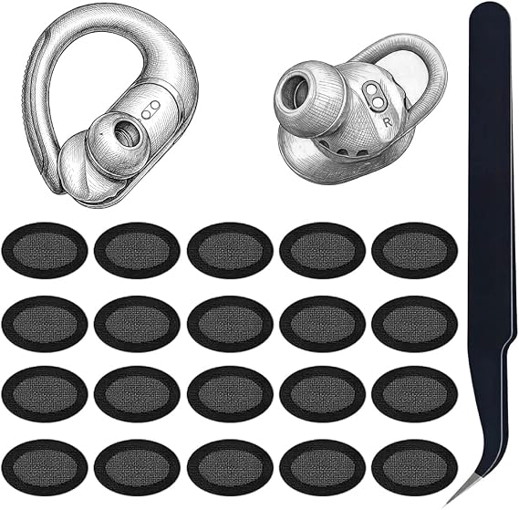 Dust Filter Mesh for JBL Endurance Earbuds -Black, 20 Pcs