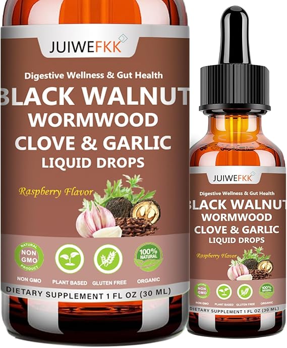 Wormwood Black Walnut Clove for Humans Tincture, Advanced 8-in-1 Gut Cleanse Detox & Digestive Well -ness w. Garlic Pumpkin Seeds Soursop Oregano Plantain 10:1 Extract Liposomal Tech 98% Absorption