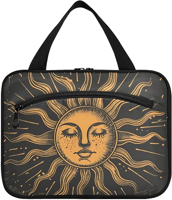 Sun Moon by Person Travel Toiletry Bag for Women Men - Hanging Hook, Cool Design, Water-resistant, Makeup Essentials Organizer, Cosmetic Bag for Travel Accessories M