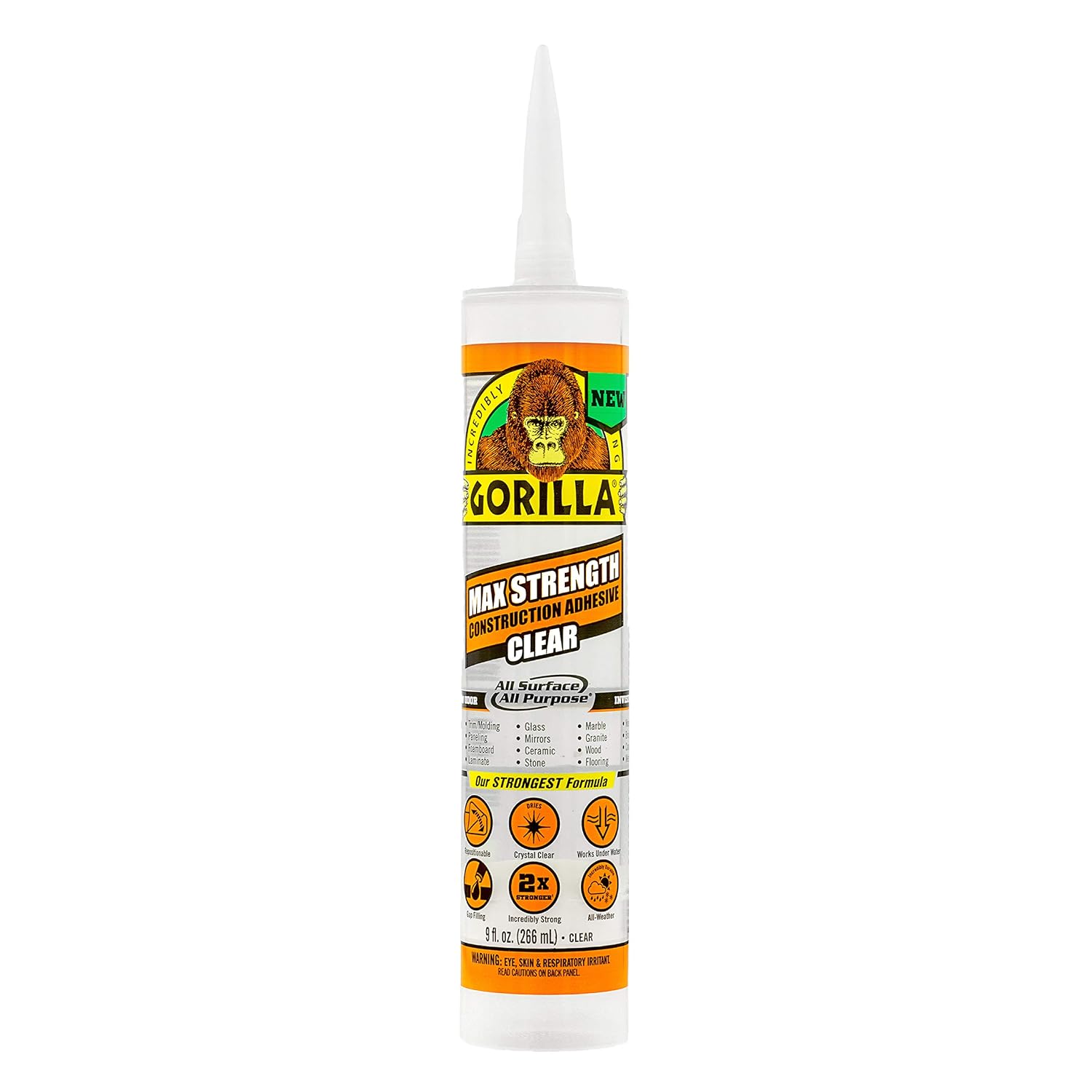 Gorilla Max Strength Clear Construction Adhesive