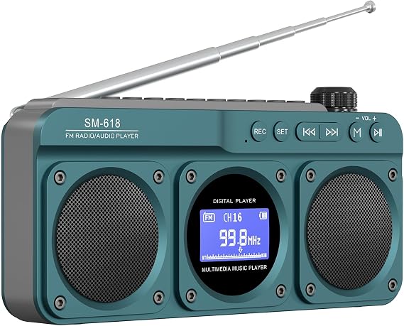 SEMIER Small Handheld 4-in-1 Digital FM Radio with Bluetooth Speaker