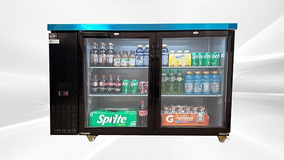 Commercial Beer Back Bar Cooler Refrigerator, ETL 2 Glass Door Bottle Display Fridge Cooler Merchandiser, LED Lighting, 60" W 15.8 cu.ft.. Black CBB60H