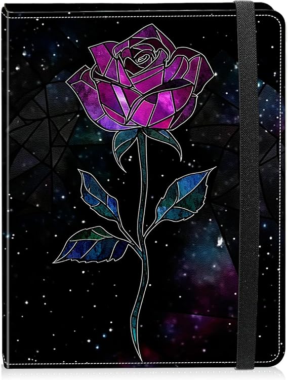 Photo Album 4x6 Photos - 60 Photos Capacity PU Leather Cover Photo Album with Strong Elastic Band, Portable Picture Album for Family Wedding Wedding Anniversary, Purple Rose Starry Sky