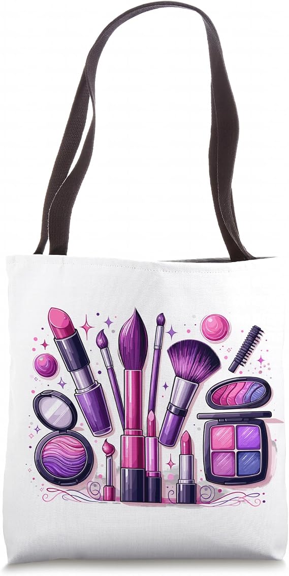 Purple Makeup Artist Tools Glamour Beauty Illustration Tote Bag