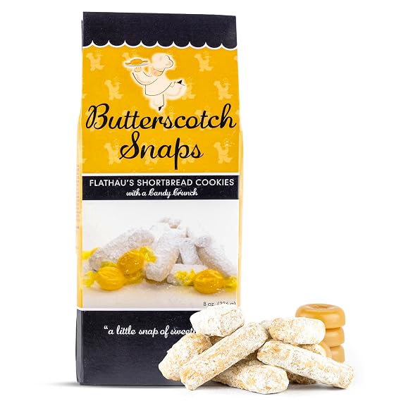 Flathaus Fine Foods, Gourmet Shortbread Cookies, Handcrafted All Natural Artisan Bites, Southern-Baked Sweet Snaps with a Buttery Finish (Butterscotch, 8oz)