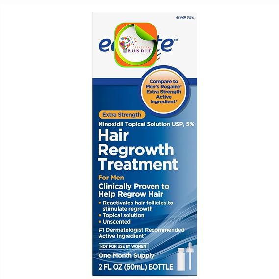Equate Hair Growth Solution for Men - 1-Month Supply, 2 fl oz + Createandbundle Sticker
