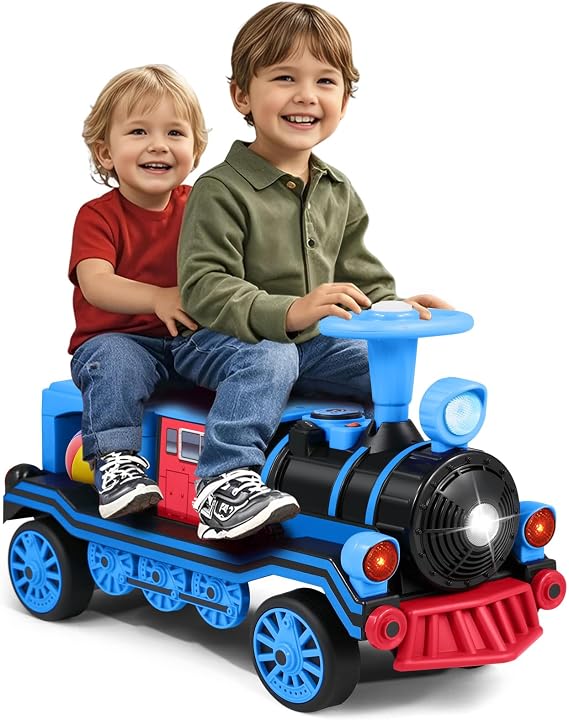 JOYLDIAS 2 Seater Ride On Train, 12V Kids Ride On Toy