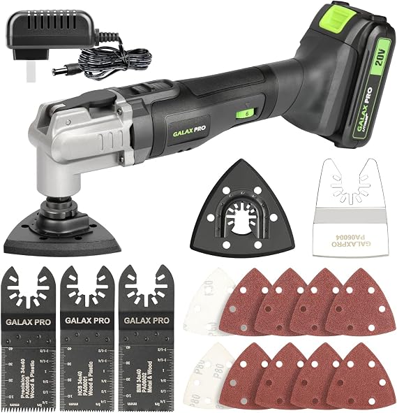 GALAX PRO 20V Cordless Oscillating Multi Tool Kit with 15pcs Accessories