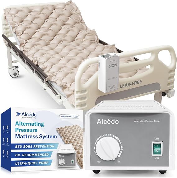 Alcedo Alternating Air Pressure Mattress Pad for Bed Sore Prevention | Ultra-Quiet Adjustable Pump, Waterproof & Durable Mattress, 300 lb Capacity, Hospital and Home Use, Twin Size 35x75