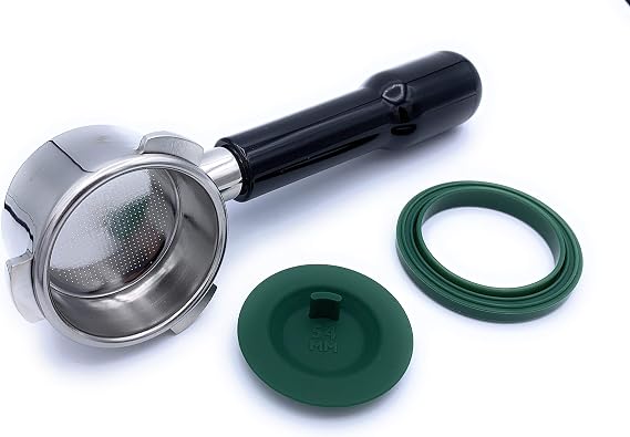 54mm Bottomless Portafilter for Breville Barista Expresso, BES860XL, BES870XL, BES878BSS, BES880BSS, BES810BSS,BES840XL, BES450, BES500 bundle with 2 Cup Single Wall Basket, Gasket and Cleaning Disc