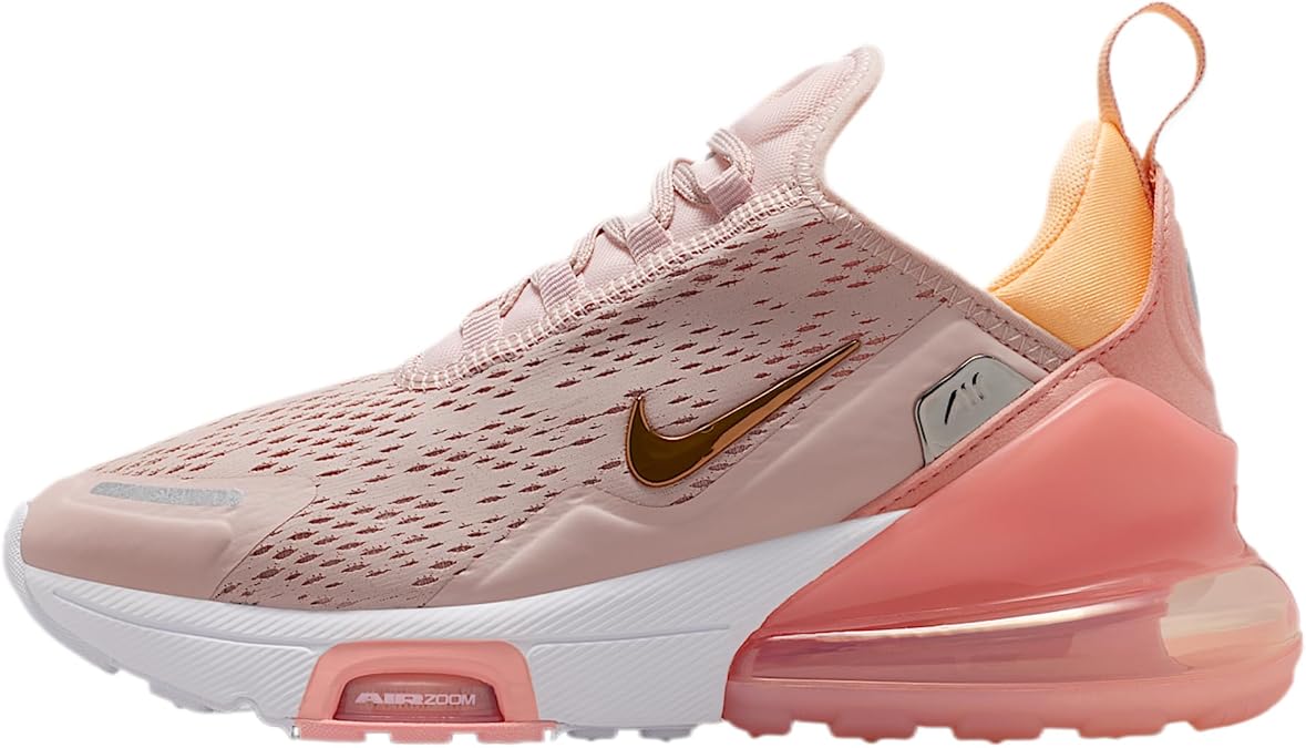 Nike Air Max 270 Premium Big Kids' Shoes (Silt Red/White/Washed Coral/Tangerine Tint)