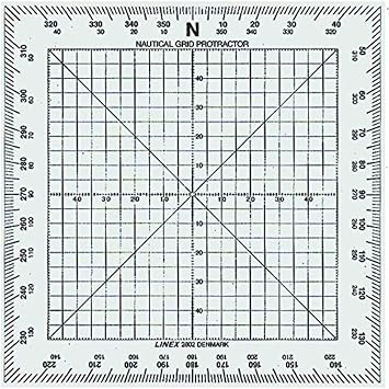 Linex 100413015 Nautical Protractor with Vertical Edge 13 x 13 cm Square Protractor with Centre Hole
