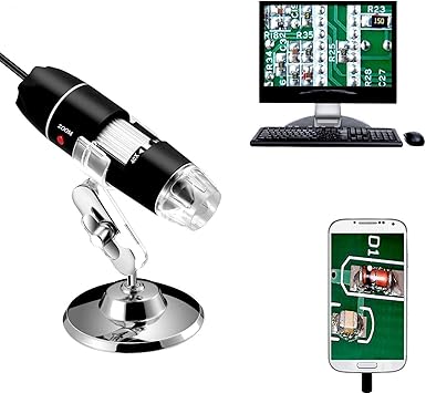 Jiusion 40 to 1000x Magnification Endoscope, 8 LED USB 2.0 Digital Microscope, Mini Camera with OTG Adapter Metal Stand, Compatible with Mac Windows 7 8 10 11 Android Linux Chrome Not for iPhone/iPad