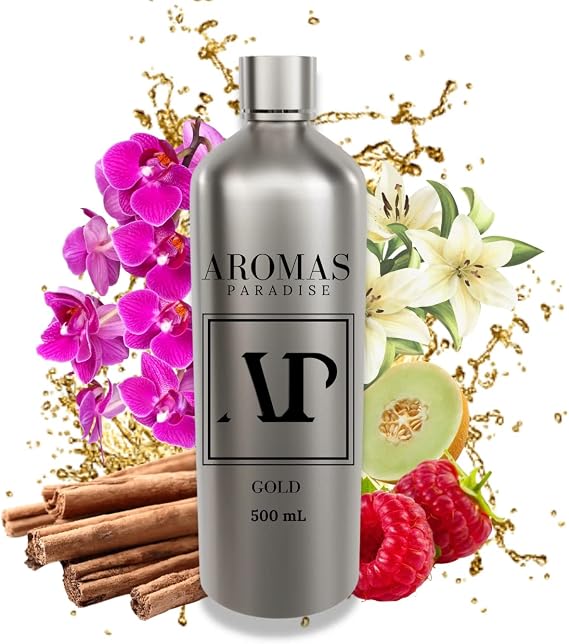 Inspired by Hilton Luxury Hotel, Gold for Aroma Oil Scent Diffusers - Luxurious Essential Oils Blend, with Hints of Geranium, Lily of The Valley, Raspberry & Honeydew Kissed by Sandalwood (500ML)
