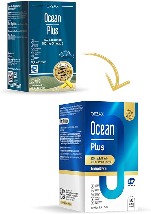 Ocean Plus Omega 3 1200 mg Balık Yağı, 50 Kapsül, 2 Adet
