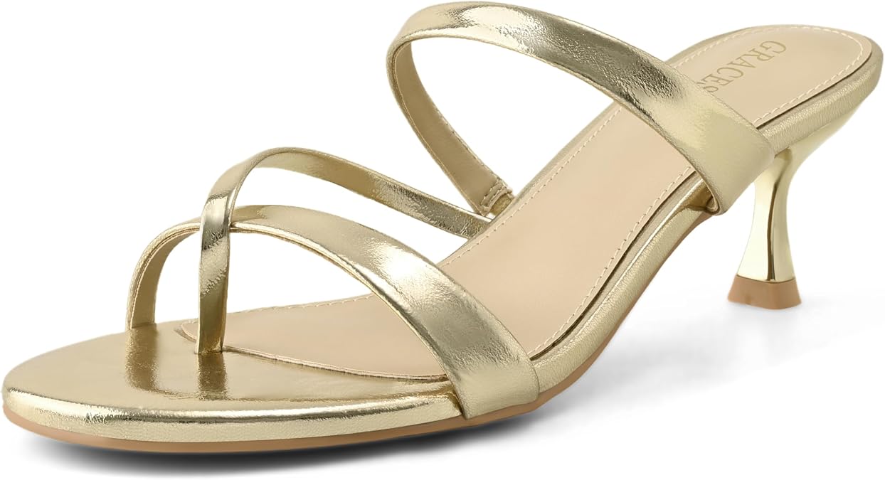 Women's Flip Flops Heeled Sandals Kitten Low Heels Open Round Toe Thong Slides Comfort Fashion Dressy Shoes