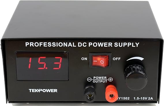 Tekpower HY-1502 DC Power Supply, 1.5-15 Volts @ 2 Amp for Tattoo and More