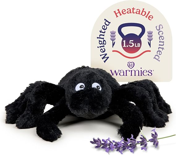 warmies Microwavable & Weighted Stuffed Animals, Spider - Heated Stuffed Animal Plushie for Warmth & Comfort - Cute Soft Plush Toys for Adults & Children (Boys, Girls, Babies & Toddlers)