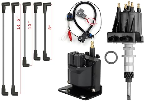 Distributor Conversion kit for Mercruiser, Volvo Penta, OMC 3.0. Includes Spark Plug Wires, Wire Harness, Ignition Coil, shunt