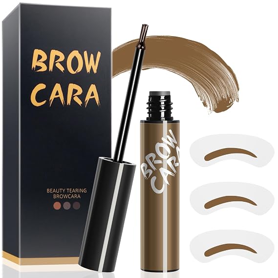Eyebrow Gel Peel Off Brow Gel Makeup with Eyebrow Stencils (Light Brown)