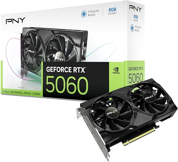 PNY GeForce RTX 5060 8GB GDDR6 128-Bit, DLSS 4, Ray Tracing, PCIe 5.0, 1080p/1440p Gaming Ekran Kartı – VCG50608DFXPB1